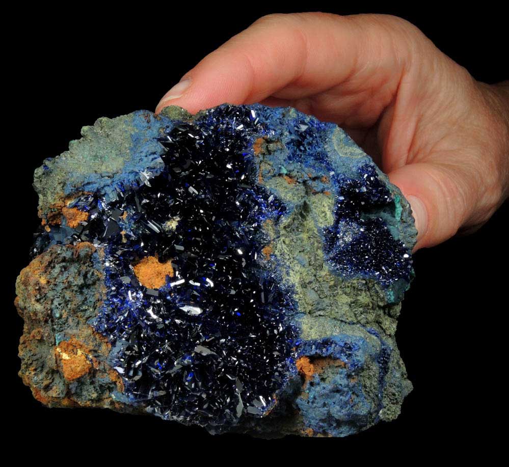 Azurite on sulfide-rich matrix from Tsumeb Mine, Otavi-Bergland District, Oshikoto, Namibia