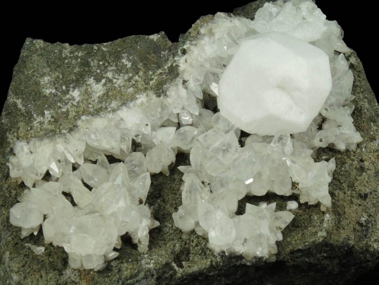 Analcime on Calcite from Upper New Street Quarry, Paterson, Passaic County, New Jersey