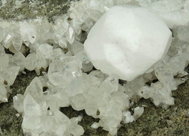 Analcime on Calcite from Upper New Street Quarry, Paterson, Passaic County, New Jersey