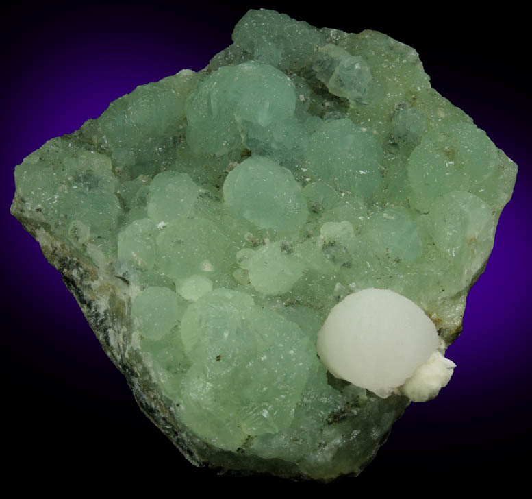 Thomsonite on Prehnite from Prospect Park Quarry, Prospect Park, Passaic County, New Jersey