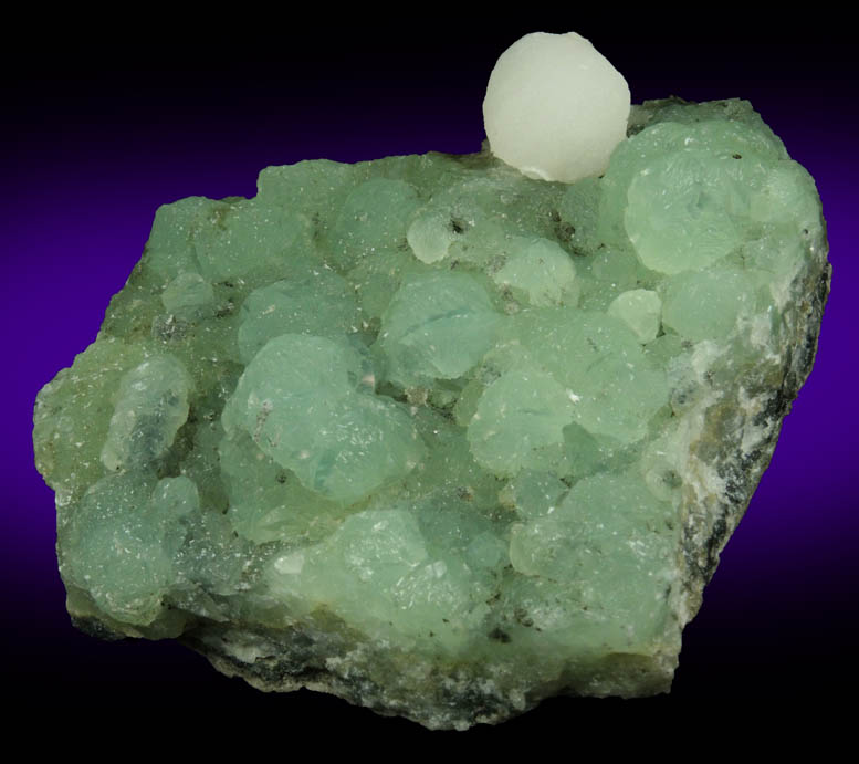 Thomsonite on Prehnite from Prospect Park Quarry, Prospect Park, Passaic County, New Jersey