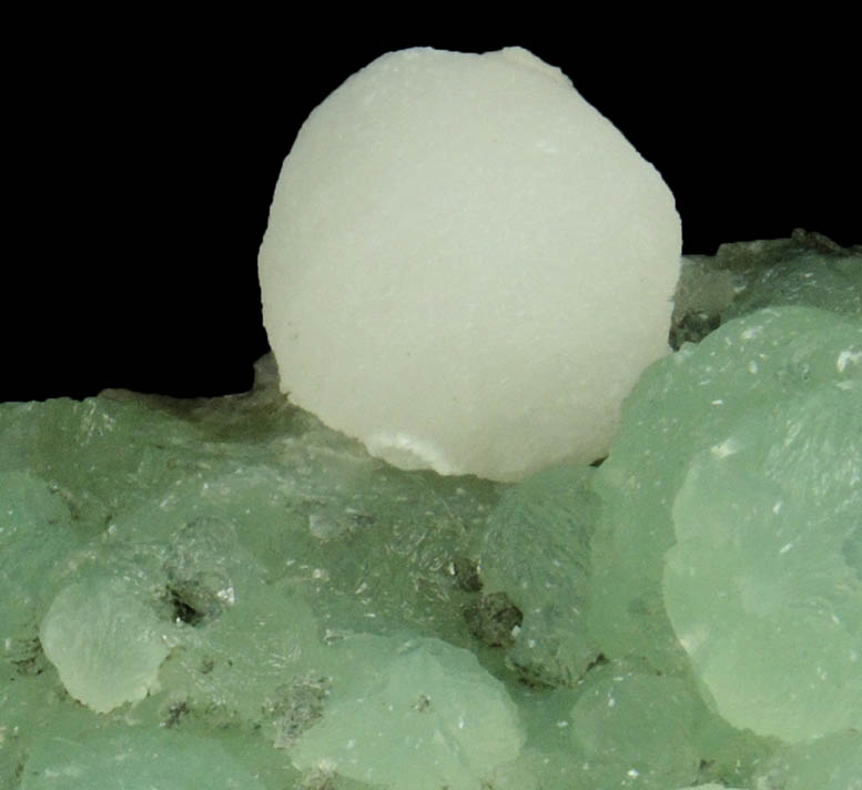 Thomsonite on Prehnite from Prospect Park Quarry, Prospect Park, Passaic County, New Jersey