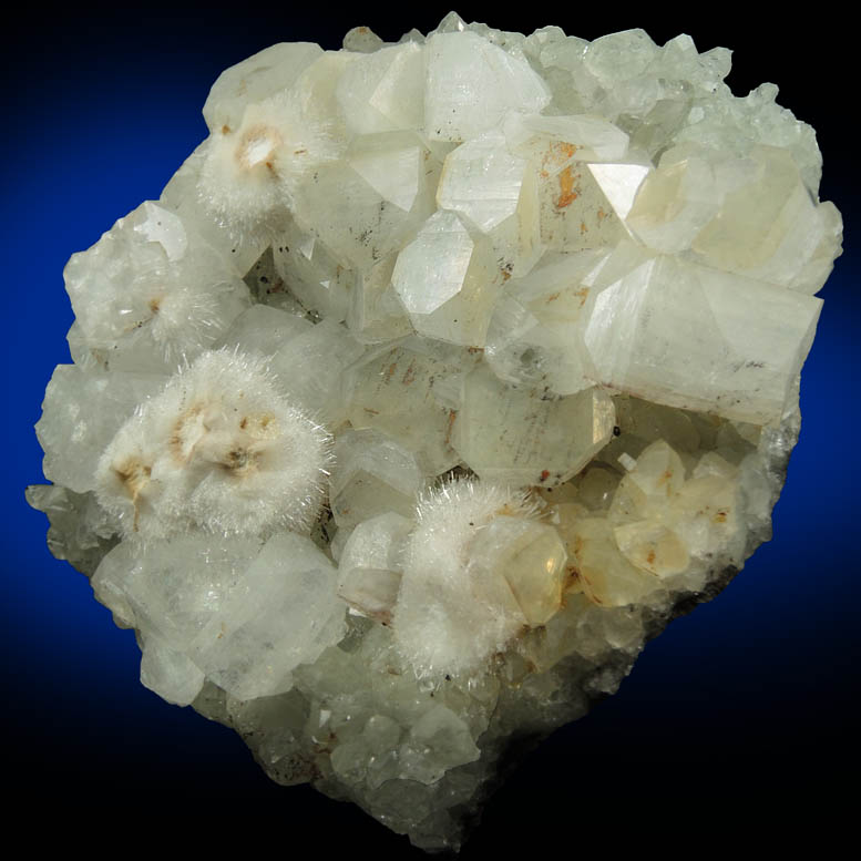 Apophyllite, Natrolite, Calcite over Datolite from Erie Railroad Cut, Jersey City, Hudson County, New Jersey