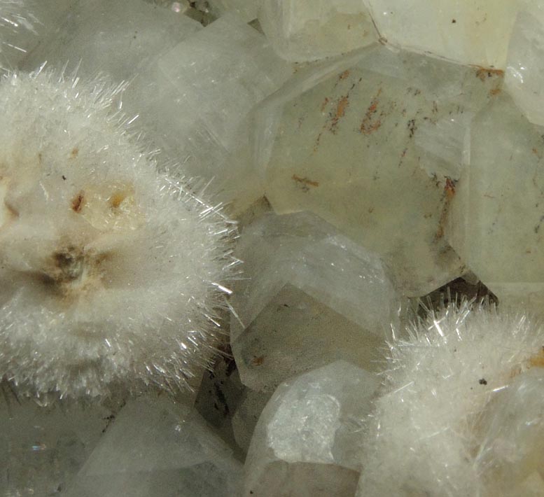 Apophyllite, Natrolite, Calcite over Datolite from Erie Railroad Cut, Jersey City, Hudson County, New Jersey