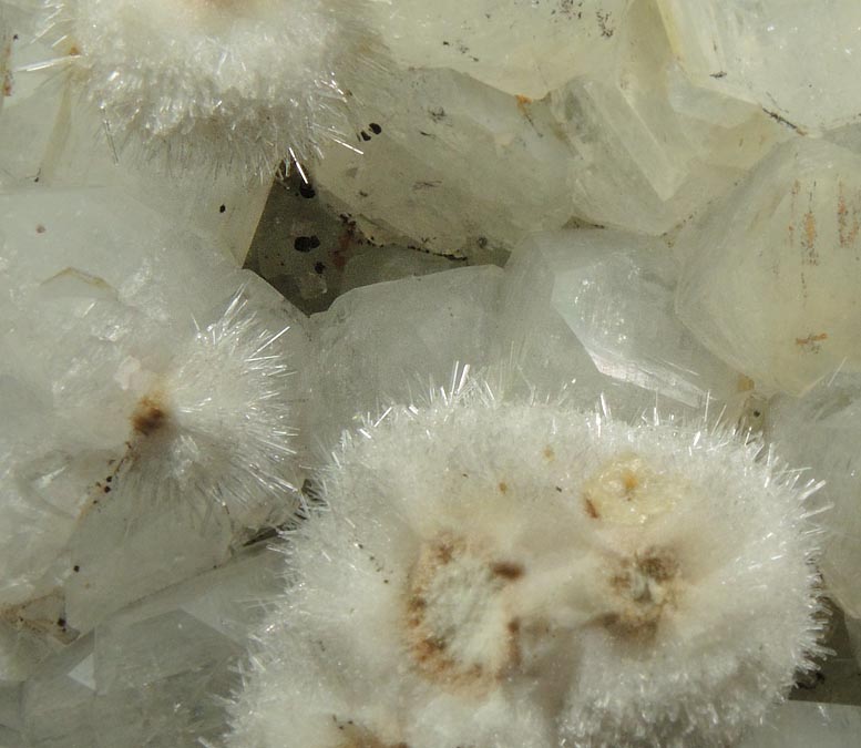 Apophyllite, Natrolite, Calcite over Datolite from Erie Railroad Cut, Jersey City, Hudson County, New Jersey