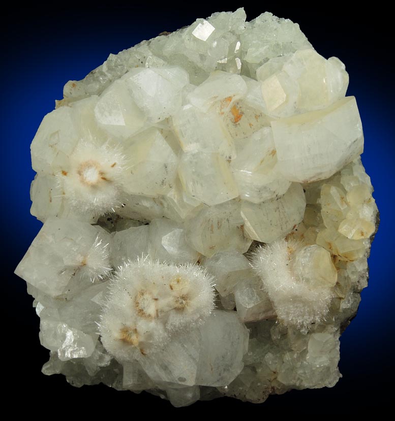 Apophyllite, Natrolite, Calcite over Datolite from Erie Railroad Cut, Jersey City, Hudson County, New Jersey