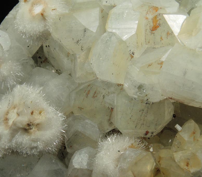 Apophyllite, Natrolite, Calcite over Datolite from Erie Railroad Cut, Jersey City, Hudson County, New Jersey