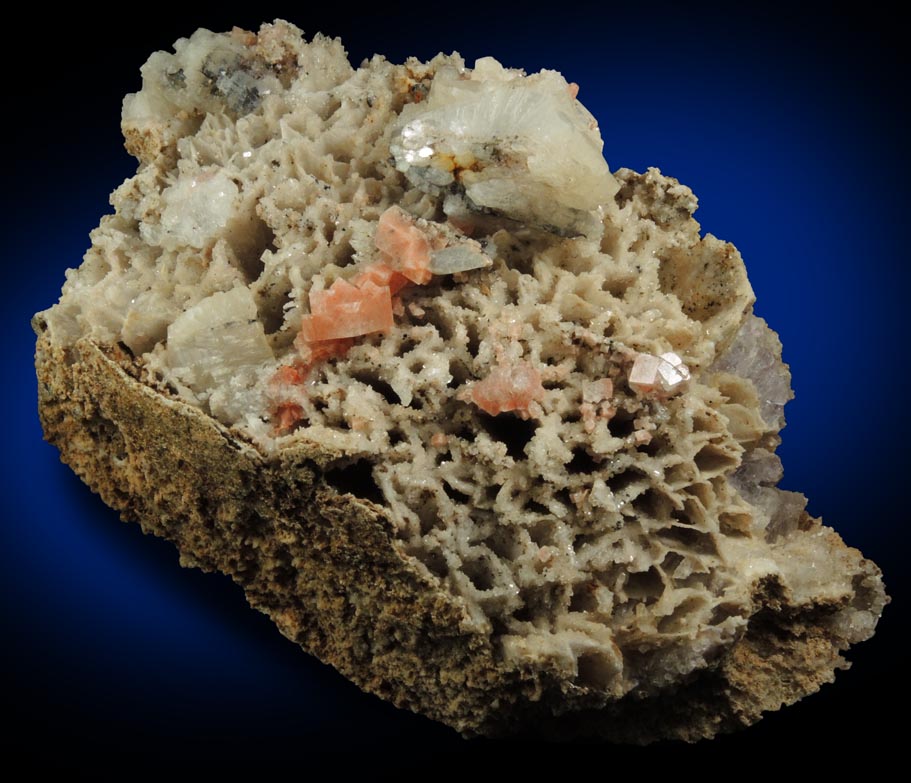 Chabazite and Heulandite on Quartz pseudomorphs after Anhydrite from Upper New Street Quarry, Paterson, Passaic County, New Jersey