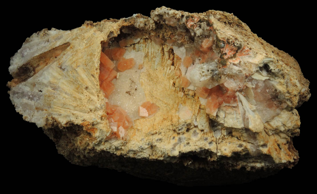 Chabazite and Heulandite on Quartz pseudomorphs after Anhydrite from Upper New Street Quarry, Paterson, Passaic County, New Jersey