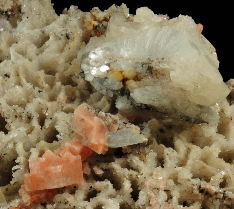 Chabazite and Heulandite on Quartz pseudomorphs after Anhydrite from Upper New Street Quarry, Paterson, Passaic County, New Jersey