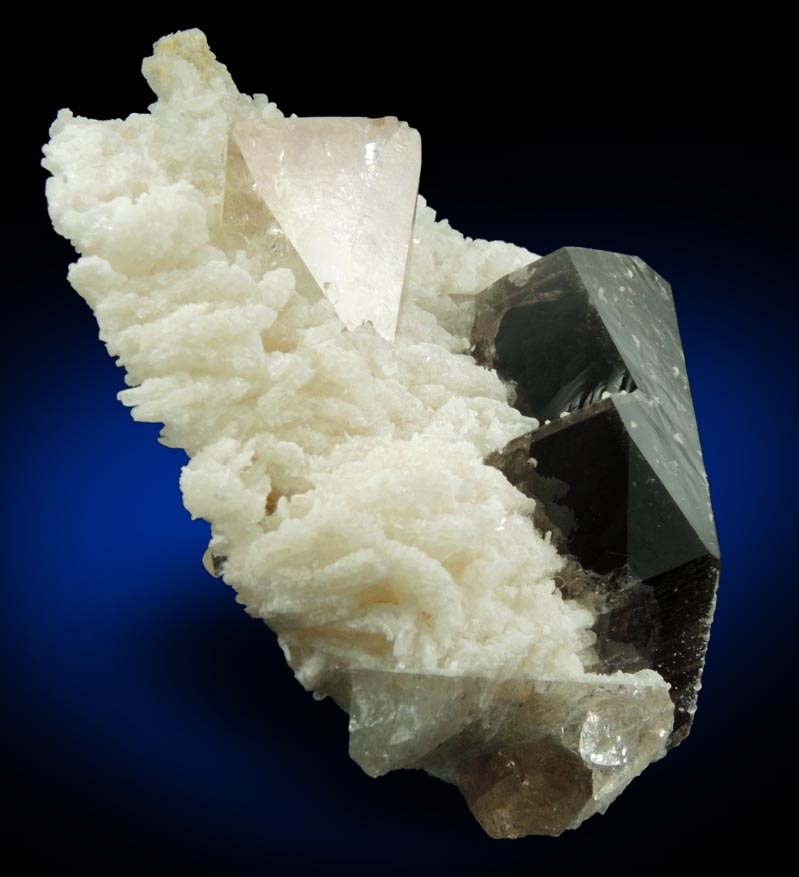 Topaz and Smoky Quartz on Albite from Shigar Valley, Skardu District, Gilgit-Baltistan, Pakistan