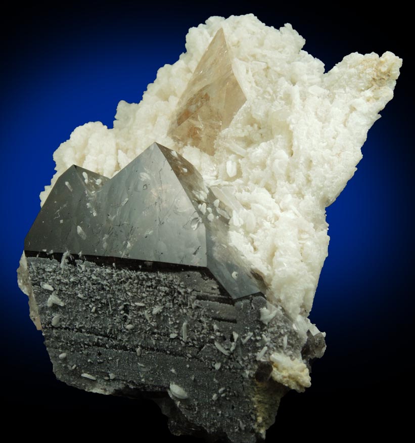 Topaz and Smoky Quartz on Albite from Shigar Valley, Skardu District, Gilgit-Baltistan, Pakistan