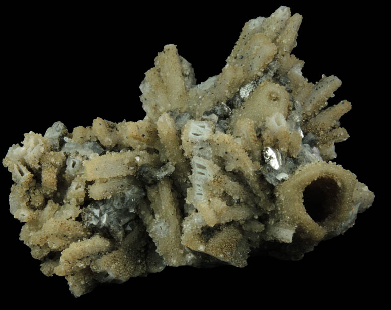 Heulandite on Quartz pseudomorphs after Anhydrite from Prospect Park Quarry, Prospect Park, Passaic County, New Jersey