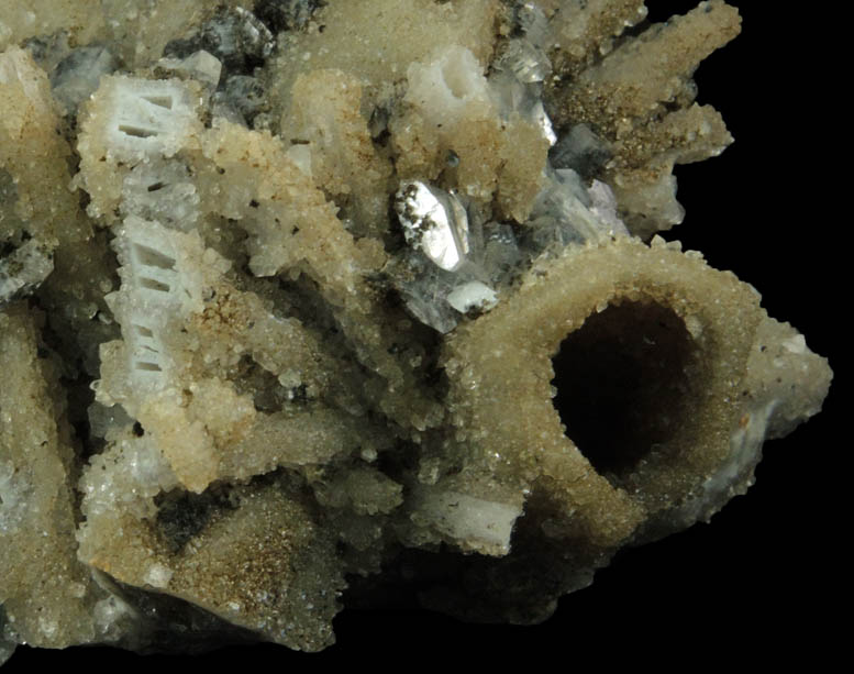 Heulandite on Quartz pseudomorphs after Anhydrite from Prospect Park Quarry, Prospect Park, Passaic County, New Jersey