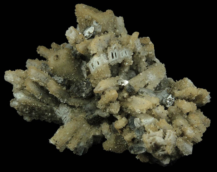 Heulandite on Quartz pseudomorphs after Anhydrite from Prospect Park Quarry, Prospect Park, Passaic County, New Jersey