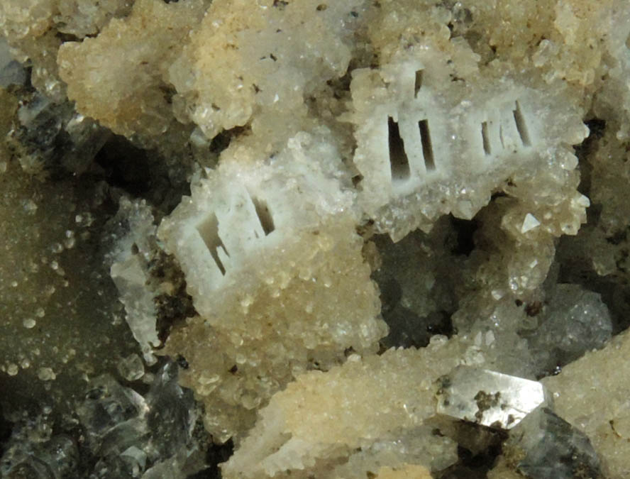 Heulandite on Quartz pseudomorphs after Anhydrite from Prospect Park Quarry, Prospect Park, Passaic County, New Jersey