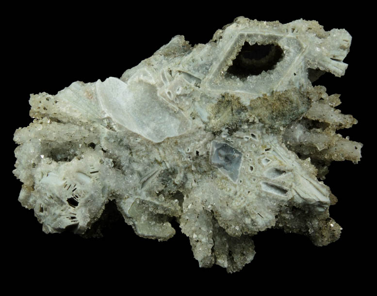 Heulandite on Quartz pseudomorphs after Anhydrite from Prospect Park Quarry, Prospect Park, Passaic County, New Jersey