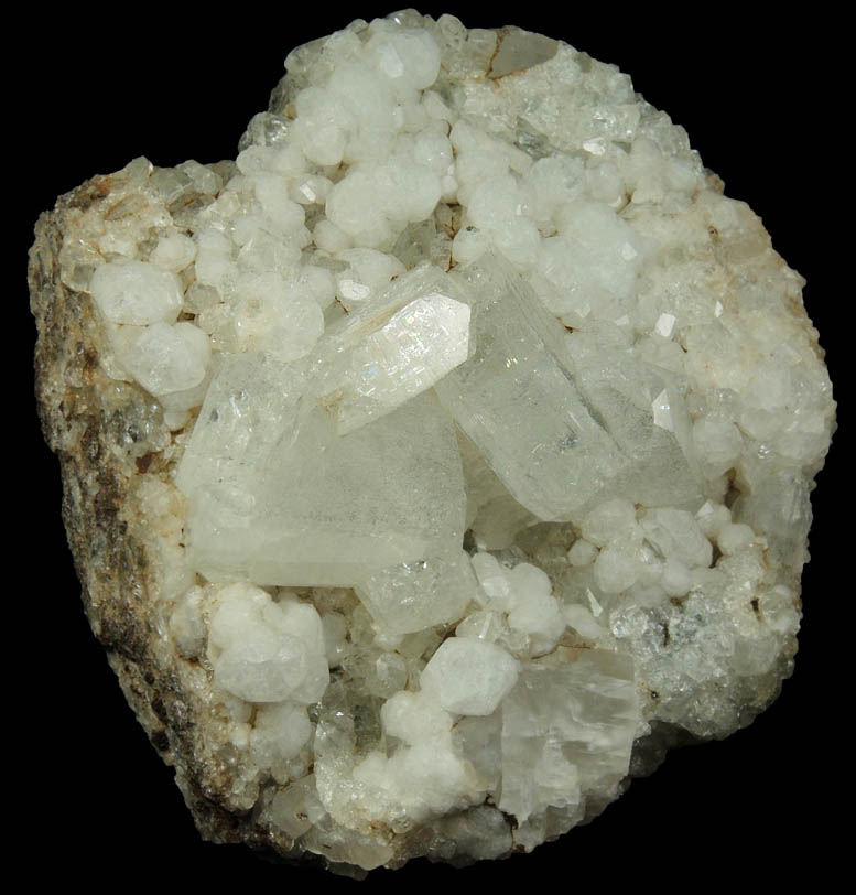 Analcime and Apophyllite over Datolite from Erie Railroad Cut, Jersey City, Hudson County, New Jersey