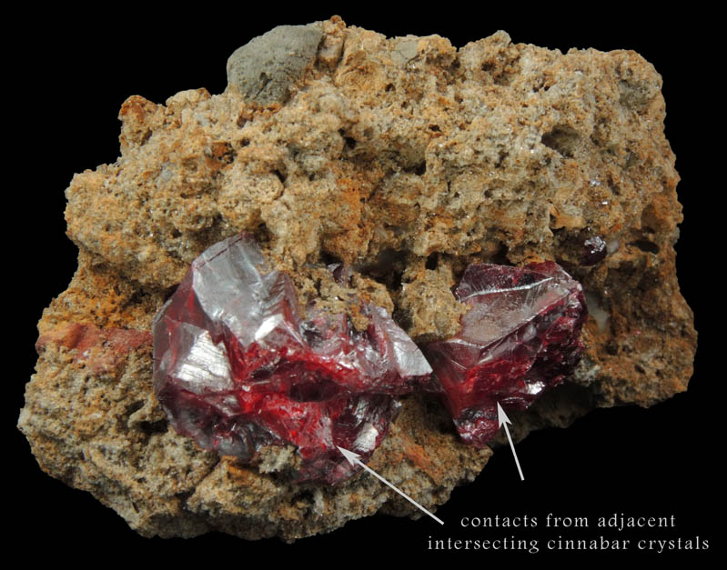 Cinnabar (interpenetrant twins) from Red Bird Mine, Antelope Springs District, 24 km east of Lovelock, Pershing County, Nevada