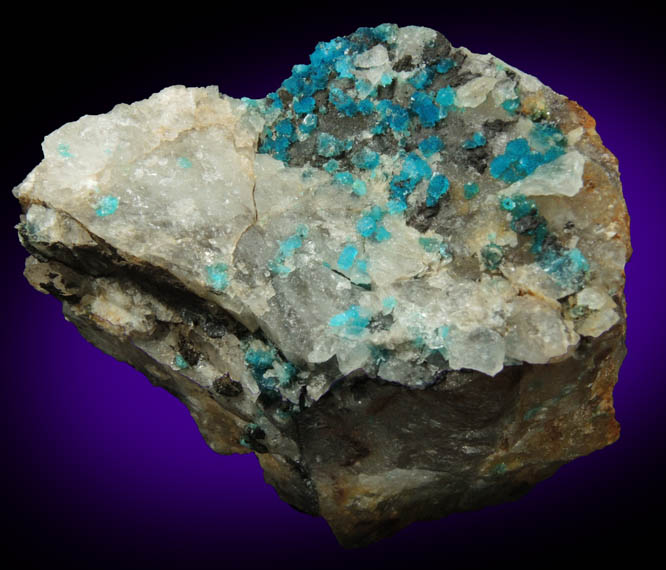 Turquoise crystals on Quartz from Bishop Mine, Lynch Station, Campbell County, Virginia