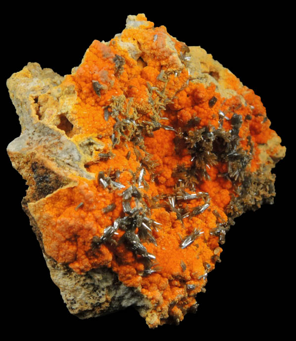 Vanadinite var. Endlichite on Descloizite from Chalk Mountain Mine, Churchill County, Nevada