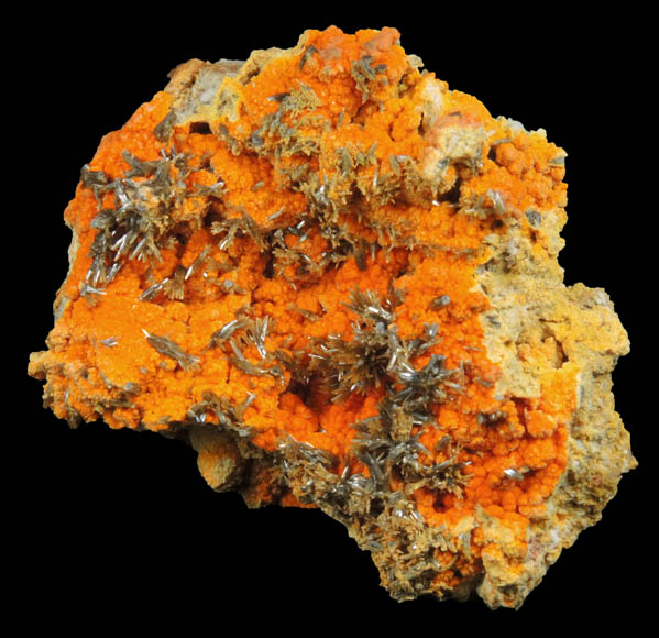 Vanadinite var. Endlichite on Descloizite from Chalk Mountain Mine, Churchill County, Nevada