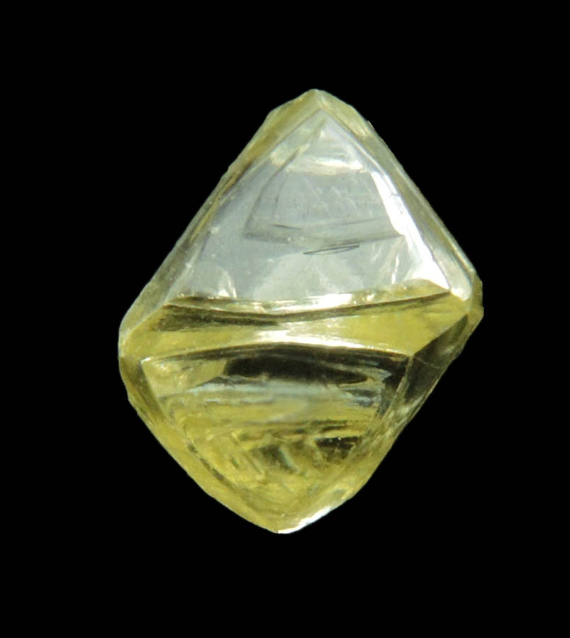 Diamond (0.87 carat fancy light-yellow gem-grade cuttable octahedral uncut diamond) from Jwaneng Mine, Naledi River Valley, Botswana