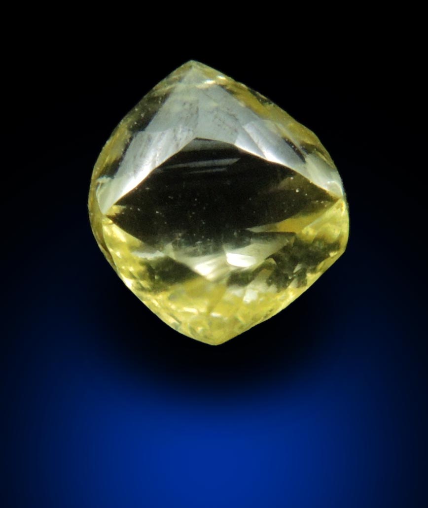 Diamond (0.90 carat fancy-yellow gem-grade cuttable dodecahedral uncut diamond) from Jwaneng Mine, Naledi River Valley, Botswana