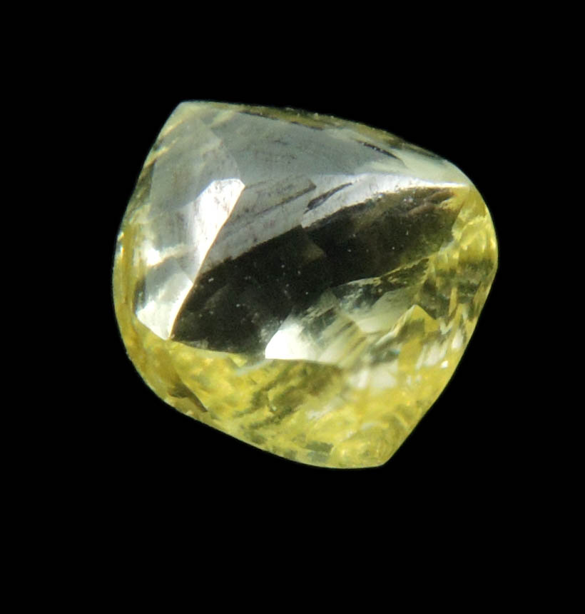 Diamond (0.90 carat fancy-yellow gem-grade cuttable dodecahedral uncut diamond) from Jwaneng Mine, Naledi River Valley, Botswana