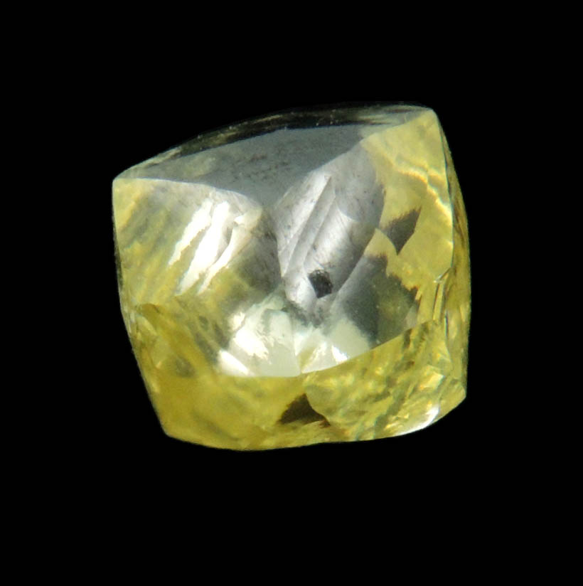 Diamond (0.90 carat fancy-yellow gem-grade cuttable dodecahedral uncut diamond) from Jwaneng Mine, Naledi River Valley, Botswana