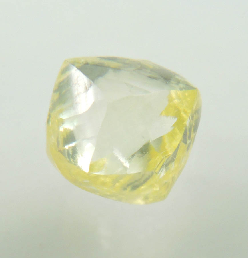 Diamond (0.90 carat fancy-yellow gem-grade cuttable dodecahedral uncut diamond) from Jwaneng Mine, Naledi River Valley, Botswana