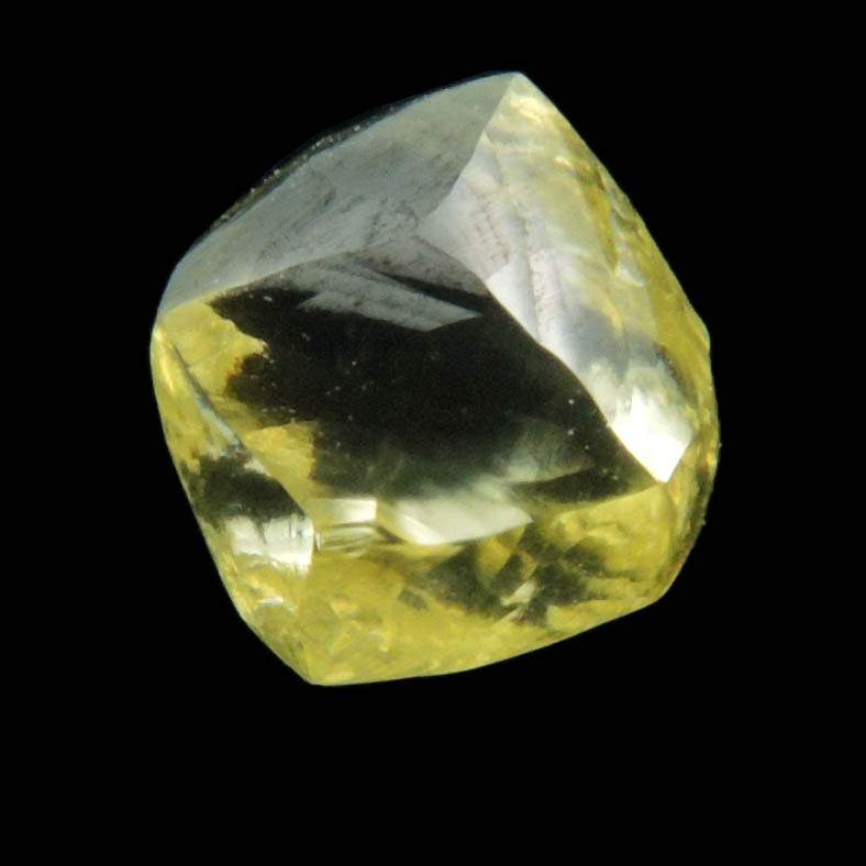 Diamond (0.90 carat fancy-yellow gem-grade cuttable dodecahedral uncut diamond) from Jwaneng Mine, Naledi River Valley, Botswana