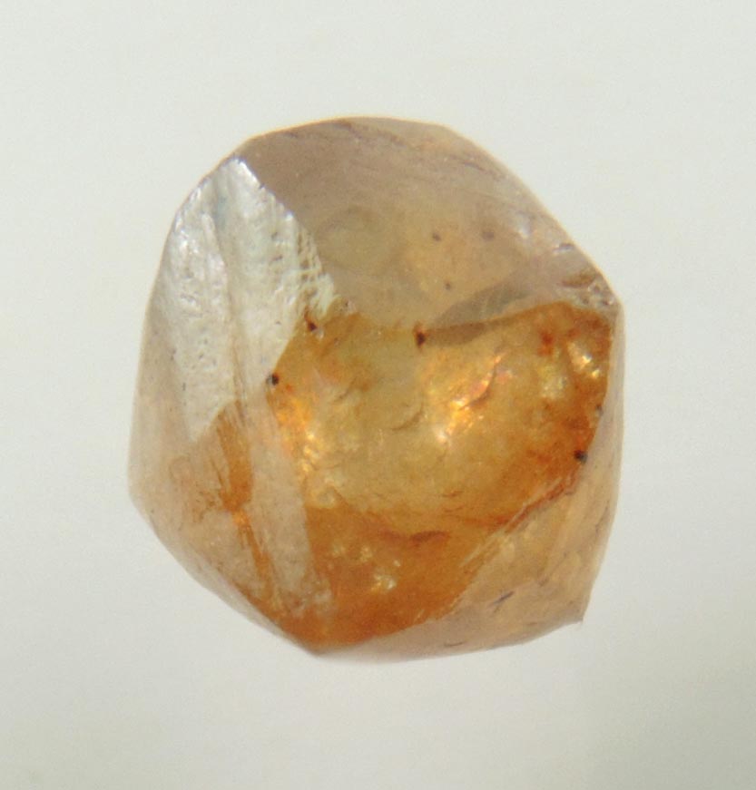 Diamond (1.49 carat orange-brown octahedral rough diamond) from Northern Cape Province, South Africa