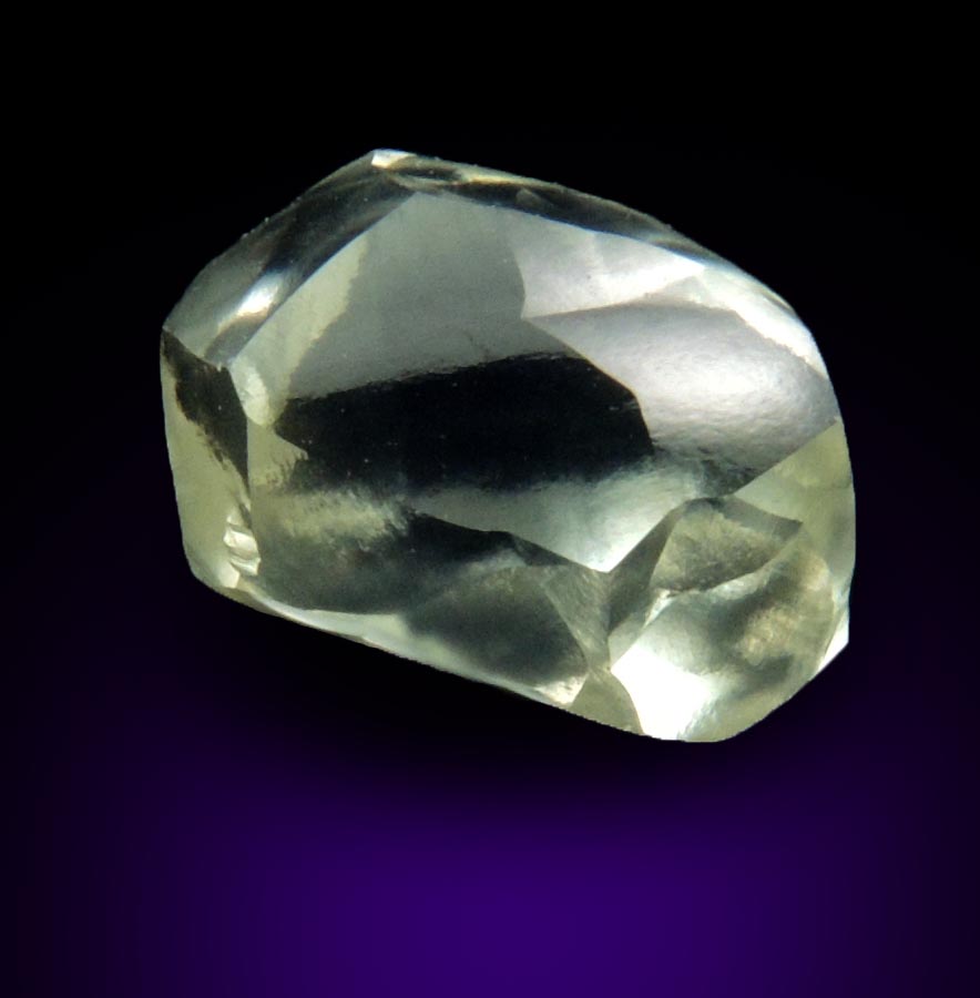 Diamond (2.17 carat superb cuttable gem-grade pale-yellow complex uncut diamond) from Almazy Anabara Mine, Sakha (Yakutia) Republic, Siberia, Russia