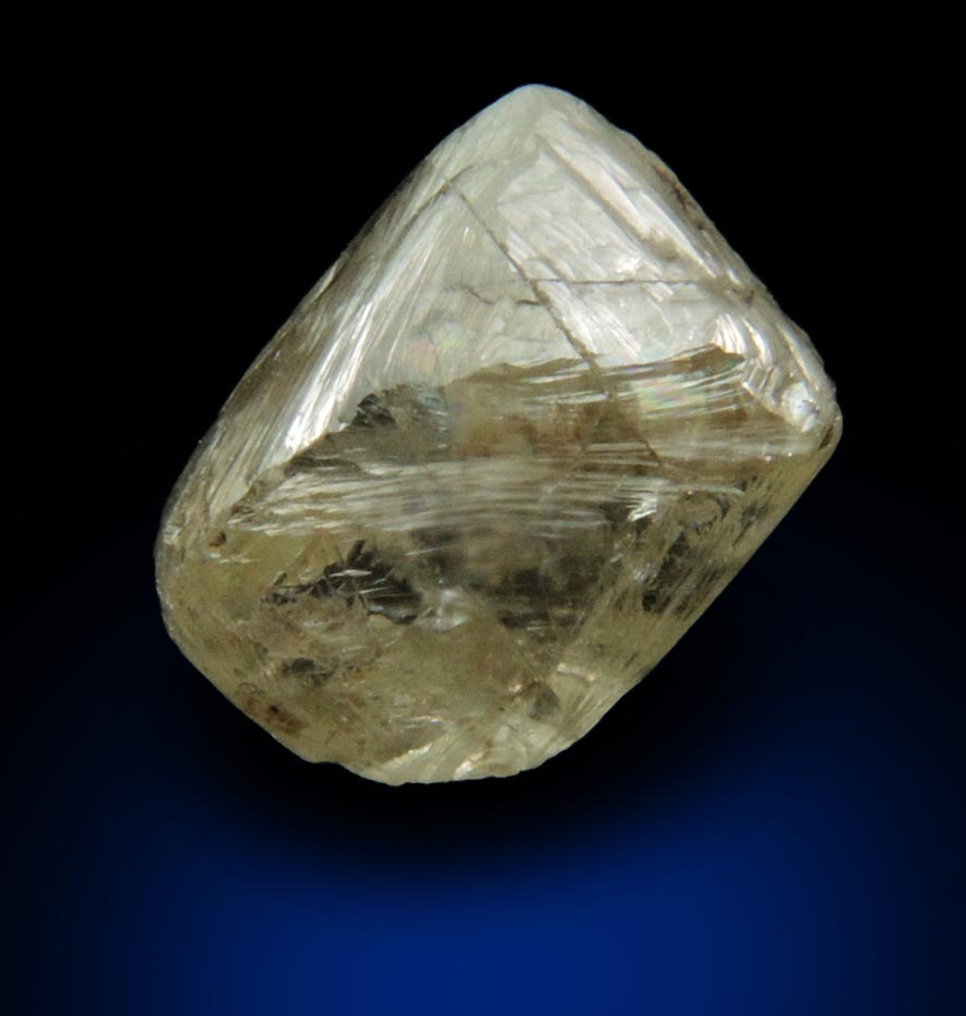 Diamond (3.50 carat pale-gray asymmetric octahedral crystal) from Vaal River Mining District, Northern Cape Province, South Africa