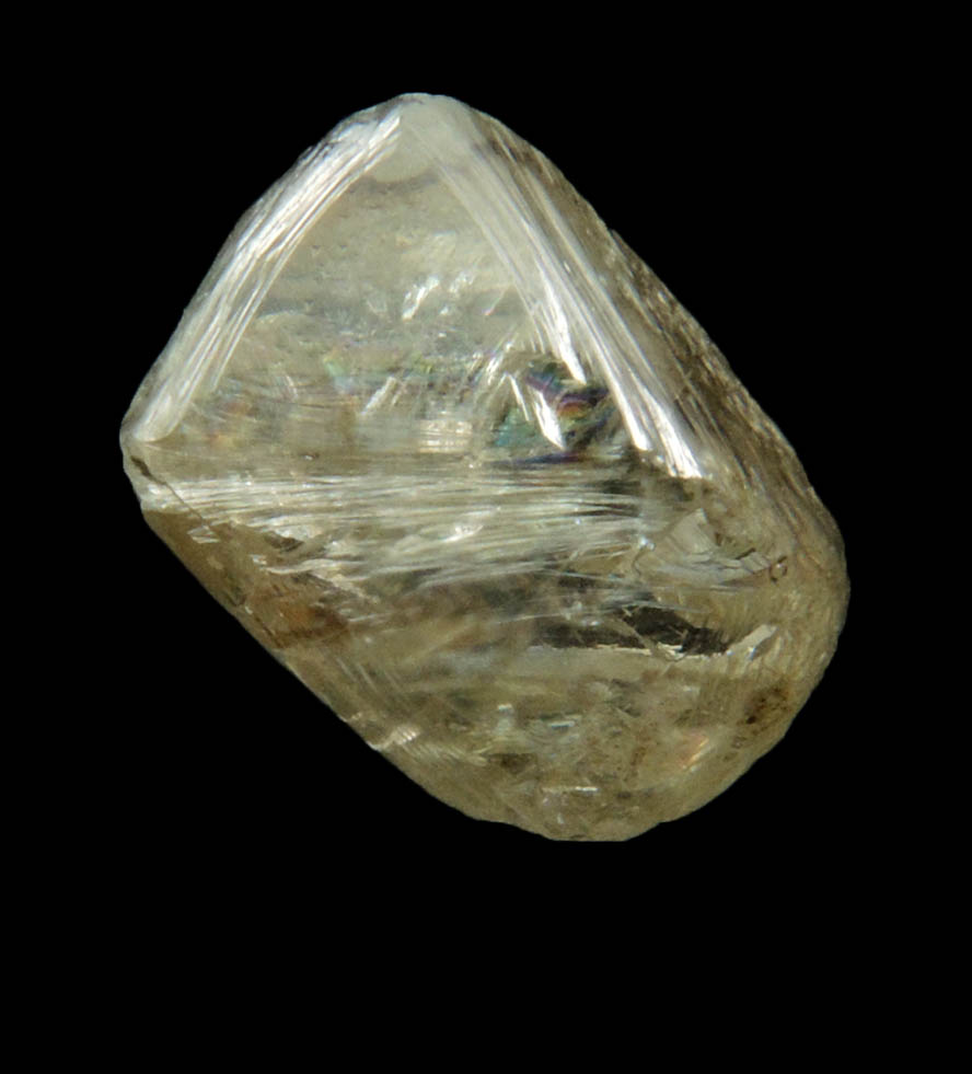 Diamond (3.50 carat pale-gray asymmetric octahedral crystal) from Vaal River Mining District, Northern Cape Province, South Africa