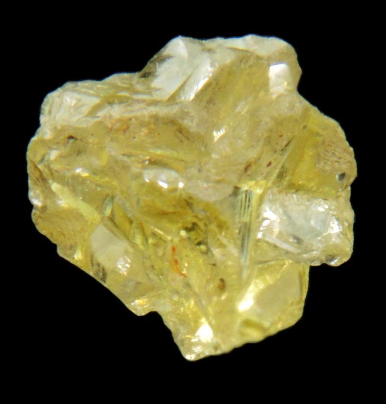 Diamond (1.01 carat yellow cavernous cubic uncut rough diamond) from Mbuji-Mayi, 300 km east of Tshikapa, Democratic Republic of the Congo