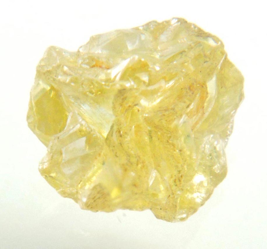 Diamond (1.01 carat yellow cavernous cubic uncut rough diamond) from Mbuji-Mayi, 300 km east of Tshikapa, Democratic Republic of the Congo