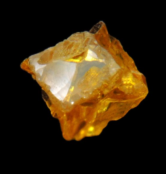 Diamond (0.27 carat fancy intense-yellow cavernous cubic crystal) from Mbuji-Mayi, 300 km east of Tshikapa, Democratic Republic of the Congo