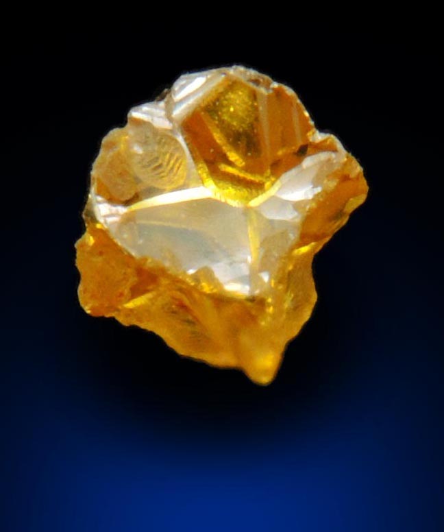 Diamond (0.31 carat fancy intense-yellow cavernous cubic uncut rough diamond) from Mbuji-Mayi, 300 km east of Tshikapa, Democratic Republic of the Congo