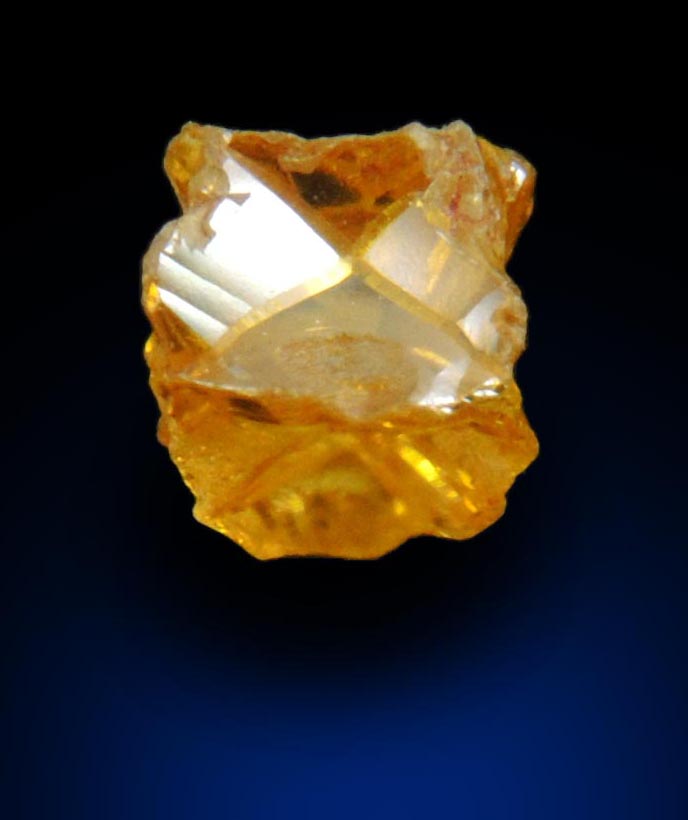 Diamond (0.37 carat fancy intense-yellow cavernous cubic uncut rough diamond) from Mbuji-Mayi, 300 km east of Tshikapa, Democratic Republic of the Congo