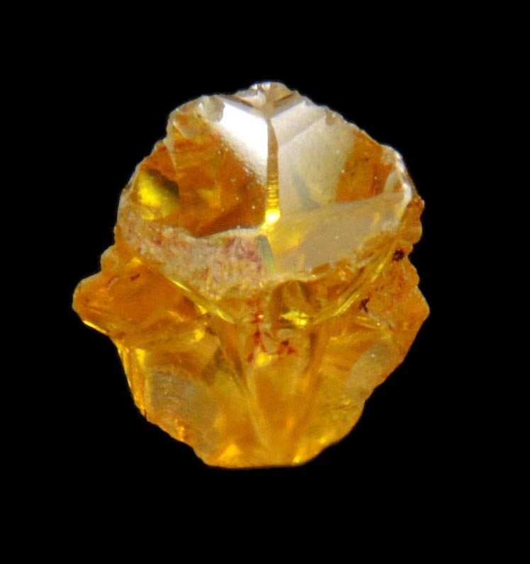 Diamond (0.37 carat fancy intense-yellow cavernous cubic uncut rough diamond) from Mbuji-Mayi, 300 km east of Tshikapa, Democratic Republic of the Congo