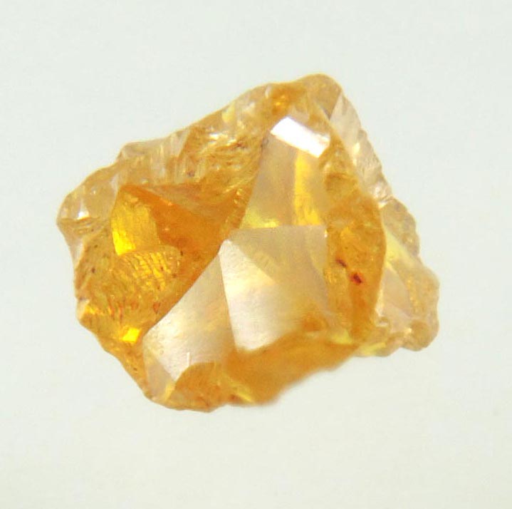 Diamond (0.44 carat fancy intense-yellow cavernous cubic uncut rough diamond) from Mbuji-Mayi, 300 km east of Tshikapa, Democratic Republic of the Congo