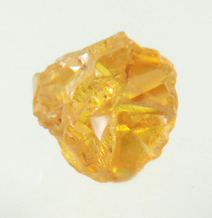 Diamond (0.44 carat fancy intense-yellow cavernous cubic uncut rough diamond) from Mbuji-Mayi, 300 km east of Tshikapa, Democratic Republic of the Congo