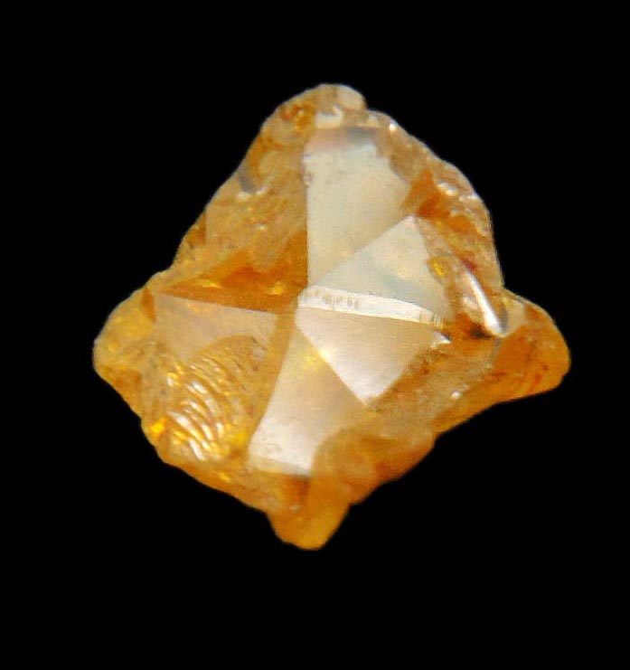 Diamond (0.44 carat fancy intense-yellow cavernous cubic uncut rough diamond) from Mbuji-Mayi, 300 km east of Tshikapa, Democratic Republic of the Congo