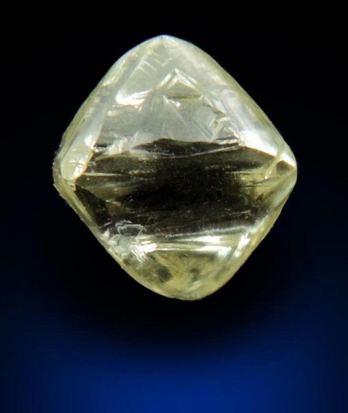 Diamond (0.86 carat yellow gem-quality cuttable octahedral uncut diamond) from Jwaneng Mine, Naledi River Valley, Botswana