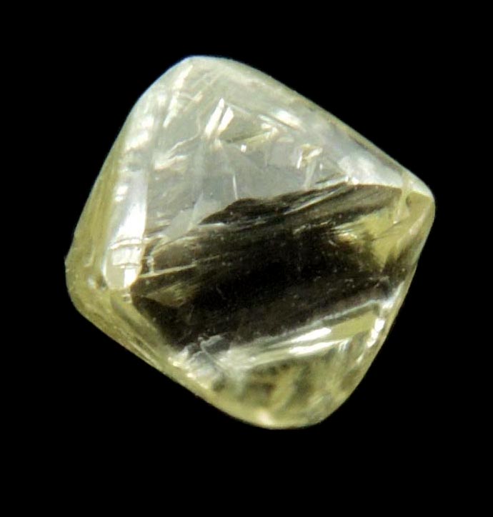 Diamond (0.86 carat yellow gem-quality cuttable octahedral uncut diamond) from Jwaneng Mine, Naledi River Valley, Botswana