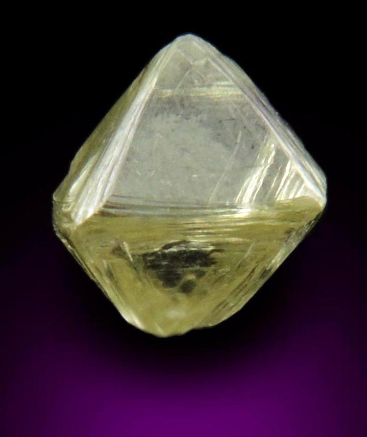 Diamond (0.87 carat yellow cuttable gem-quality asymmetric octahedral uncut diamond) from Jwaneng Mine, Naledi River Valley, Botswana