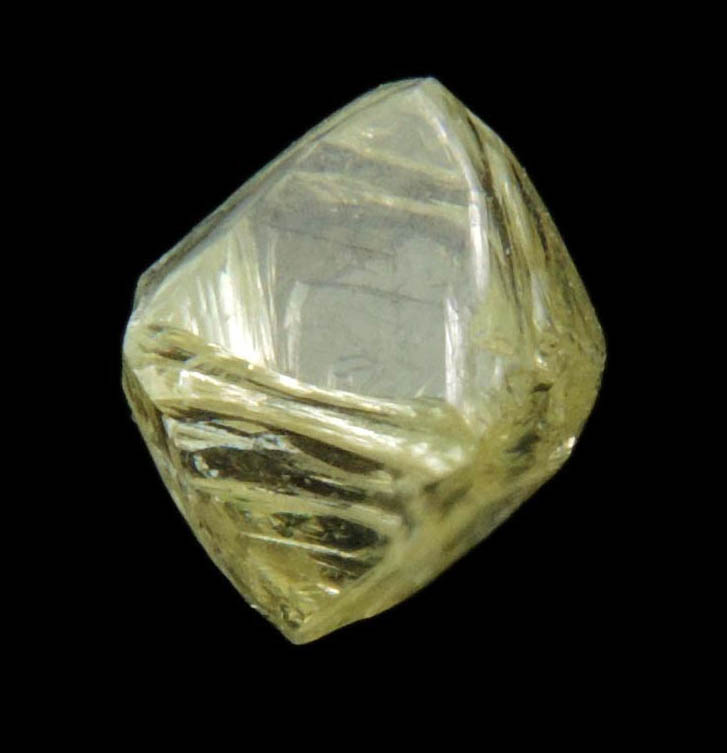 Diamond (0.76 carat yellow gem-quality cuttable octahedral rough diamond) from Jwaneng Mine, Naledi River Valley, Botswana