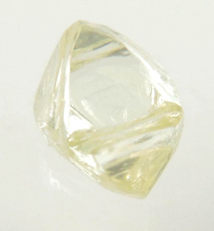 Diamond (0.76 carat yellow gem-quality cuttable octahedral rough diamond) from Jwaneng Mine, Naledi River Valley, Botswana